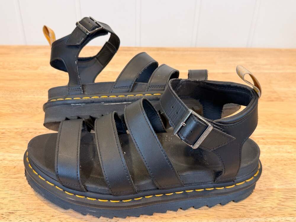 Dr. Martens Vegan Blaire Platform Glatdiator Sandals Black